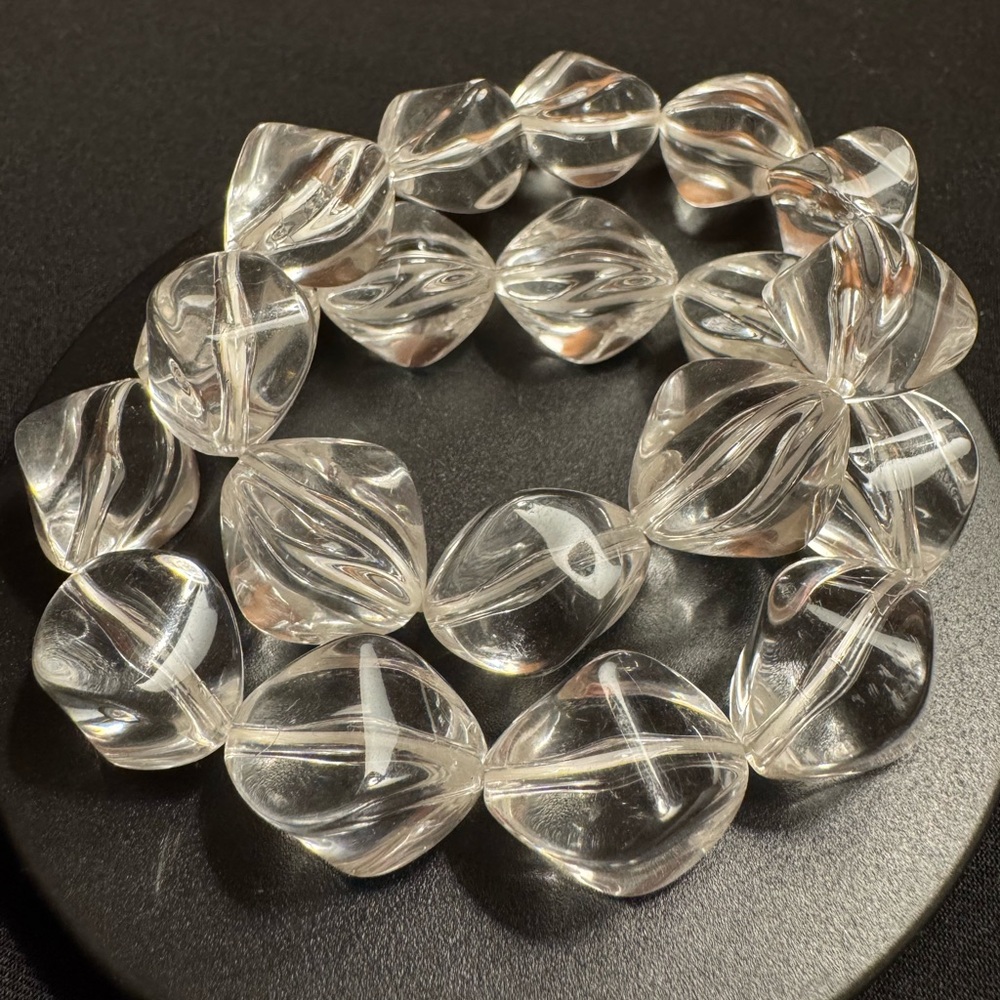 Two Chunky Clear Beaded Bracelets